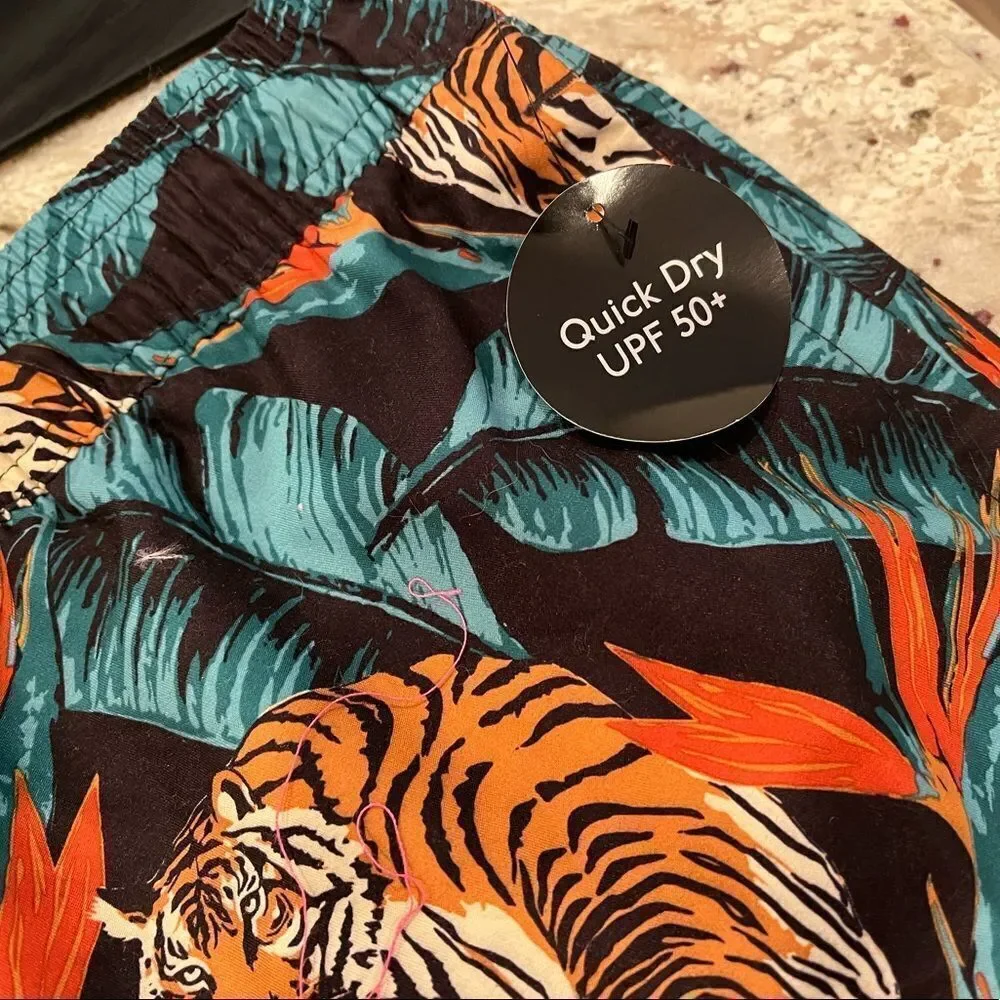 No Boundaries Tiger Print Lined Swim Trunks sz 5X NWT